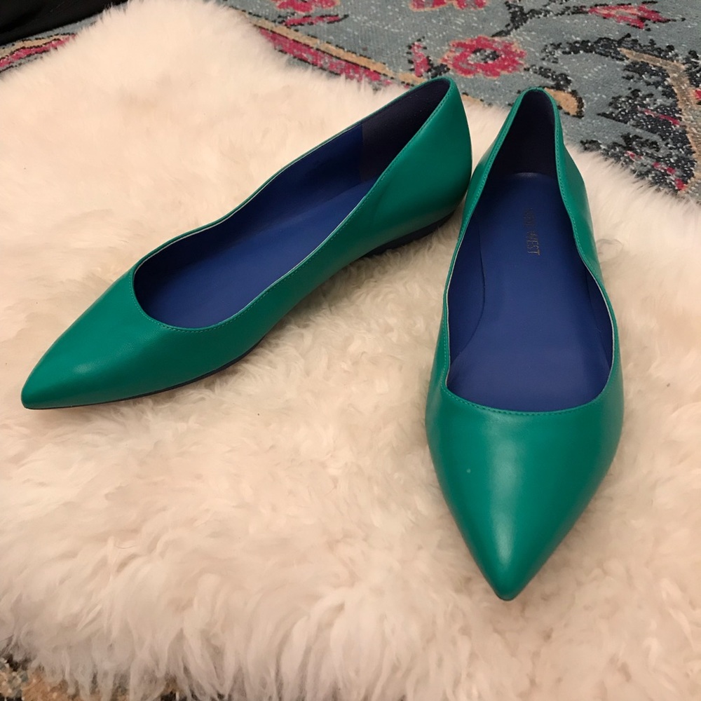 Nine West Leather Flats, Kelley Green size 9